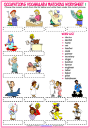 Jobs ESL Vocabulary Worksheets